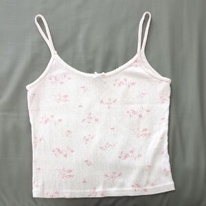 White And Pink Floral Brandy Melville Top